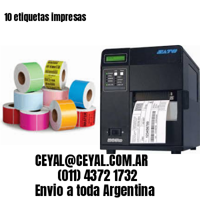 10 etiquetas impresas