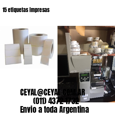 15 etiquetas impresas