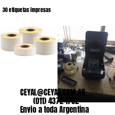 30 etiquetas impresas