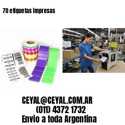 70 etiquetas impresas