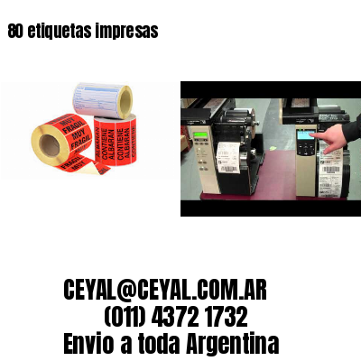 80 etiquetas impresas