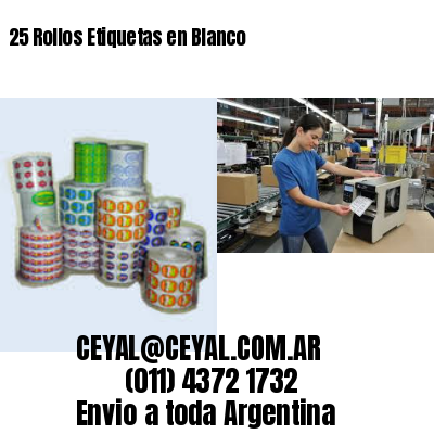 25 Rollos Etiquetas en Blanco