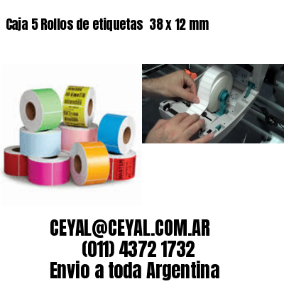 Caja 5 Rollos de etiquetas 	38 x 12 mm