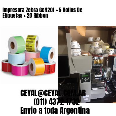 Impresora Zebra Gc420t   5 Rollos De Etiquetas   20 Ribbon