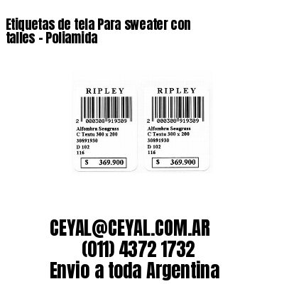 Etiquetas de tela Para sweater con talles – Poliamida