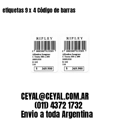etiquetas 9 x 4 Código de barras