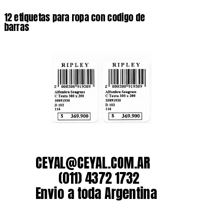 12 etiquetas para ropa con codigo de barras