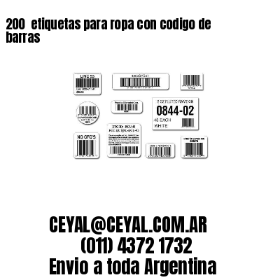200  etiquetas para ropa con codigo de barras