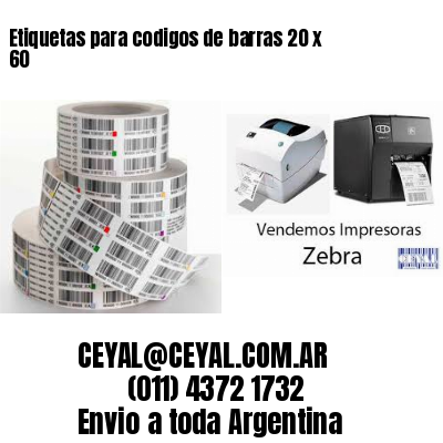 Etiquetas para codigos de barras 20 x 60