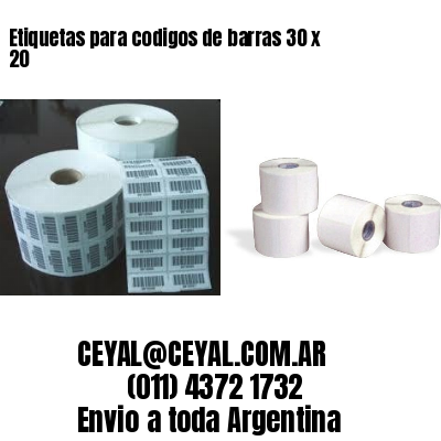 Etiquetas para codigos de barras 30 x 20