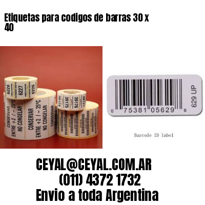 Etiquetas para codigos de barras 30 x 40