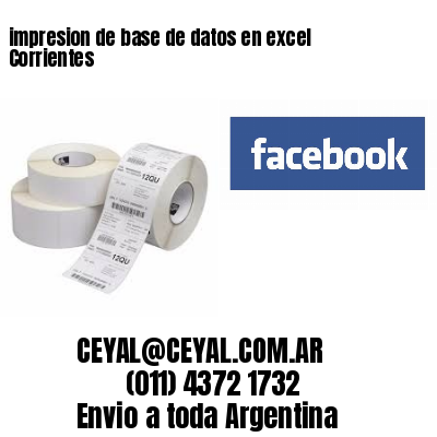 impresion de base de datos en excel Corrientes