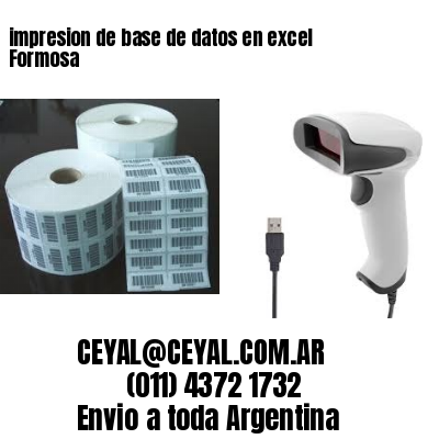 impresion de base de datos en excel Formosa