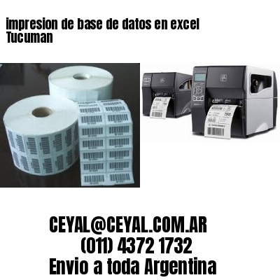 impresion de base de datos en excel Tucuman