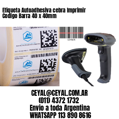 Etiqueta Autoadhesiva cebra Imprimir Codigo Barra 40 x 40mm