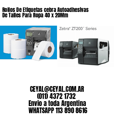 Rollos De Etiquetas cebra Autoadhesivas De Talles Para Ropa 40 x 20Mm