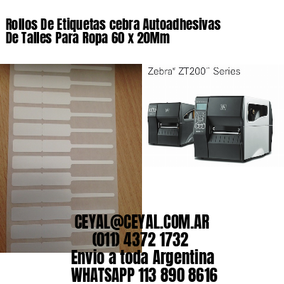 Rollos De Etiquetas cebra Autoadhesivas De Talles Para Ropa 60 x 20Mm