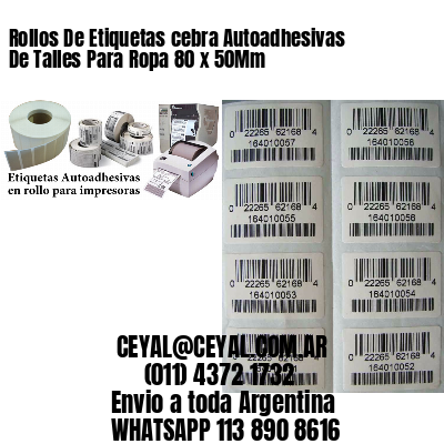 Rollos De Etiquetas cebra Autoadhesivas De Talles Para Ropa 80 x 50Mm