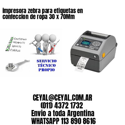 impresora zebra para etiquetas en confeccion de ropa 30 x 70Mm