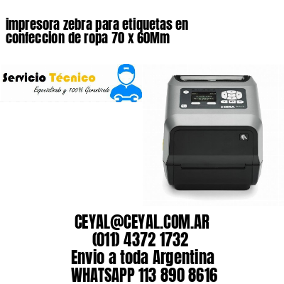 impresora zebra para etiquetas en confeccion de ropa 70 x 60Mm