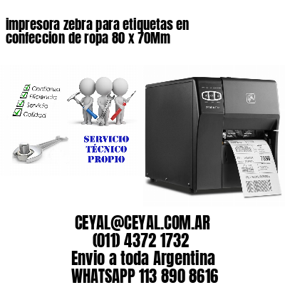 impresora zebra para etiquetas en confeccion de ropa 80 x 70Mm