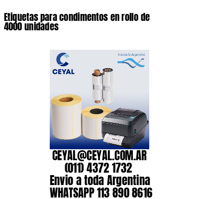 Etiquetas para condimentos en rollo de 4000 unidades