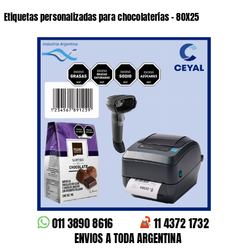 Etiquetas personalizadas para chocolaterías – 80X25