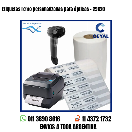 Etiquetas remo personalizadas para ópticas – 29X20