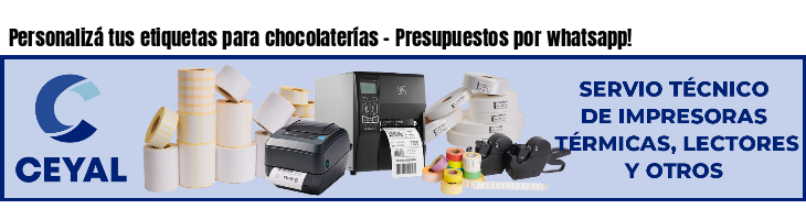 Personalizá tus etiquetas para chocolaterías - Presupuestos por whatsapp!