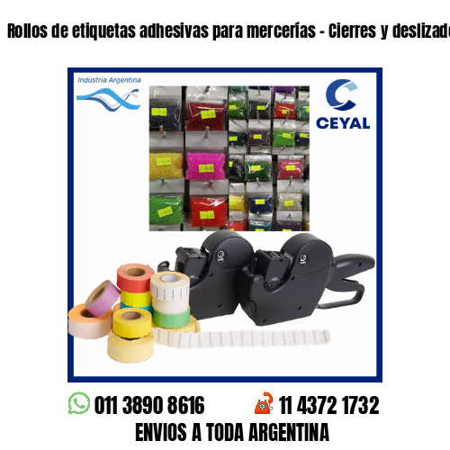 Rollos de etiquetas adhesivas para mercerías – Cierres y deslizadores