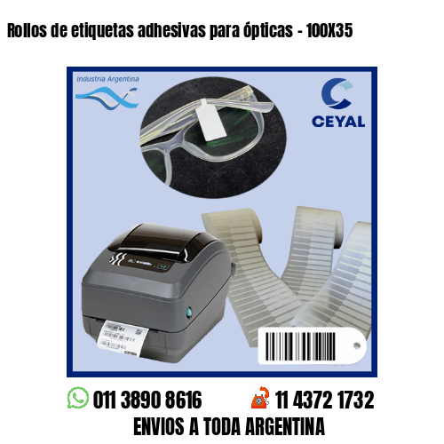 Rollos de etiquetas adhesivas para ópticas – 100X35