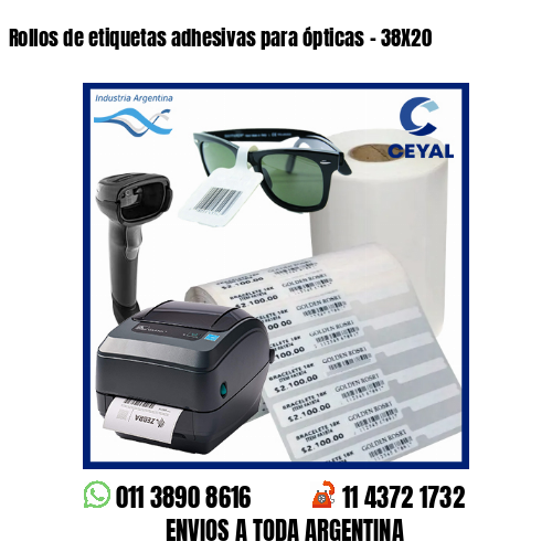 Rollos de etiquetas adhesivas para ópticas – 38X20