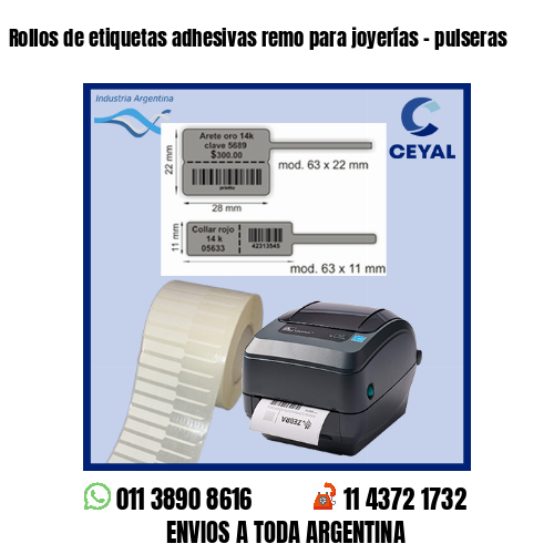 Rollos de etiquetas adhesivas remo para joyerías – pulseras