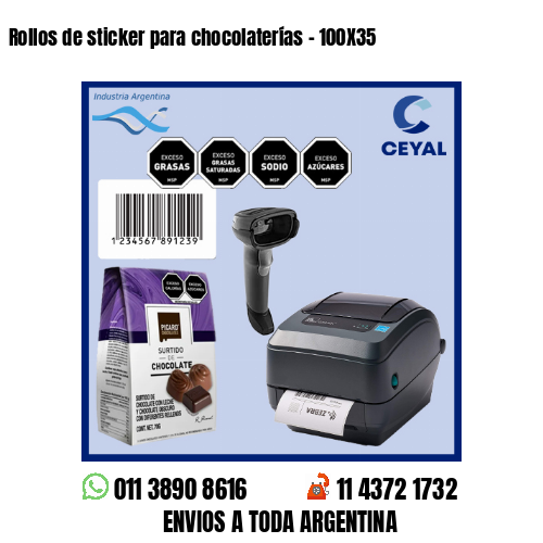 Rollos de sticker para chocolaterías – 100X35