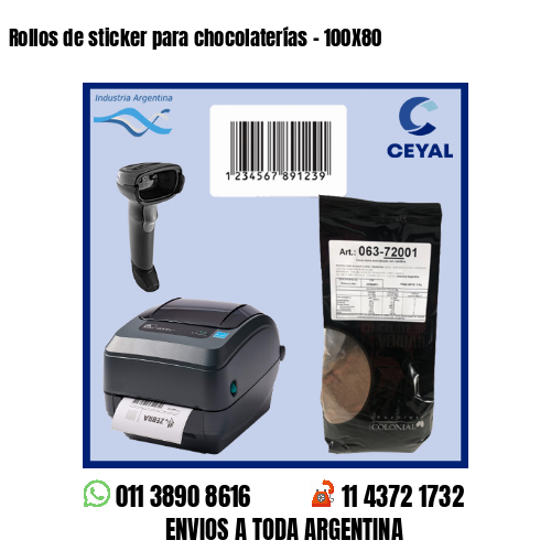 Rollos de sticker para chocolaterías – 100X80
