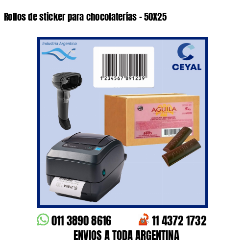 Rollos de sticker para chocolaterías – 50X25