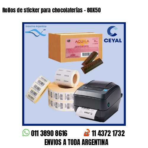Rollos de sticker para chocolaterías – 80X50