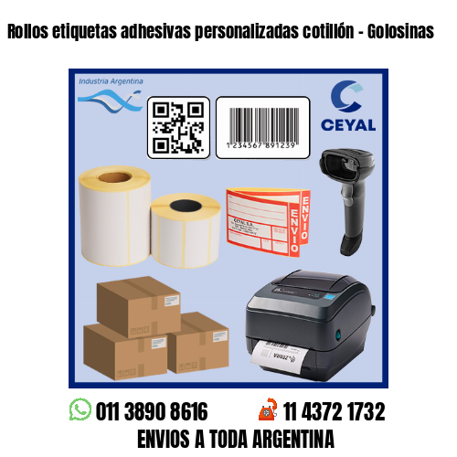 Rollos etiquetas adhesivas personalizadas cotillón – Golosinas