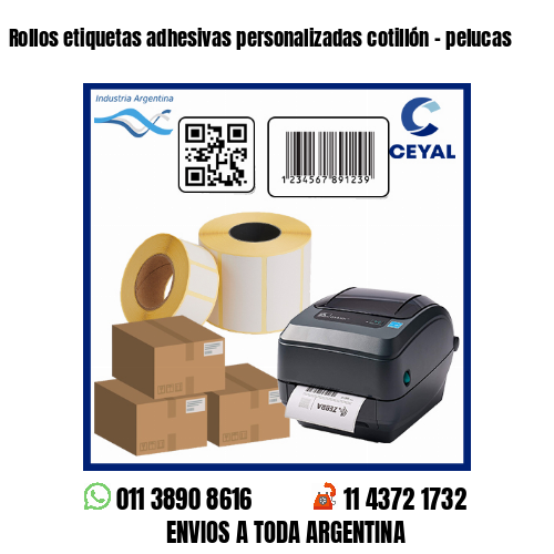 Rollos etiquetas adhesivas personalizadas cotillón – pelucas