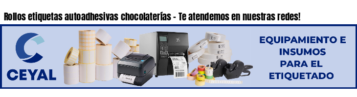 Rollos etiquetas autoadhesivas chocolaterías - Te atendemos en nuestras redes!