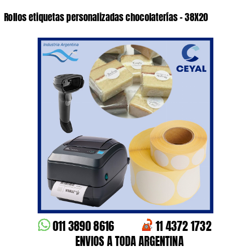 Rollos etiquetas personalizadas chocolaterías – 38X20