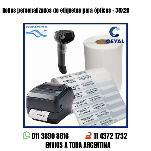 Rollos personalizados de etiquetas para ópticas – 38X20