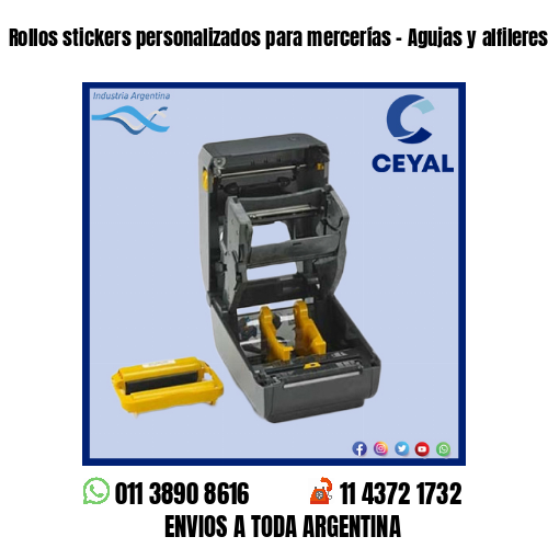 Rollos stickers personalizados para mercerías – Agujas y alfileres