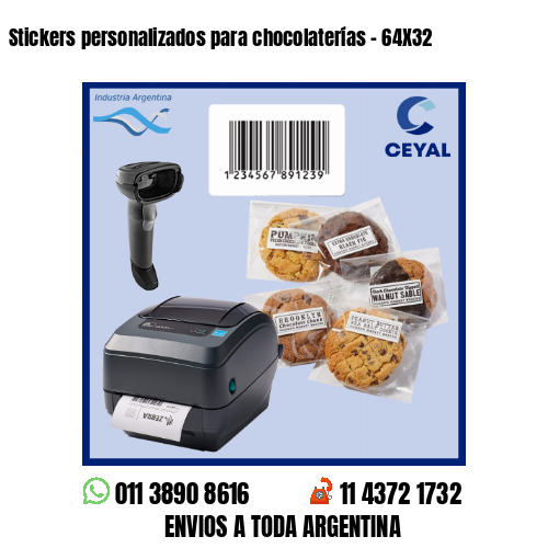 Stickers personalizados para chocolaterías – 64X32