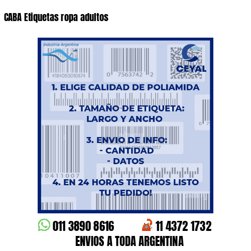 CABA Etiquetas ropa adultos