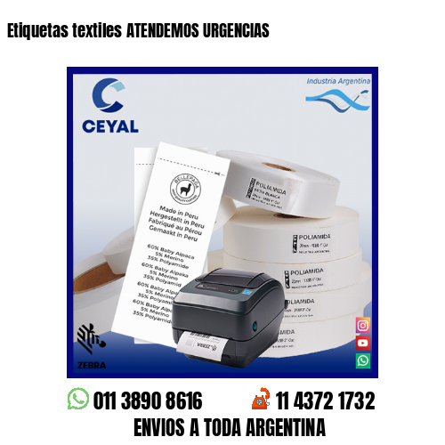 Etiquetas textiles ATENDEMOS URGENCIAS