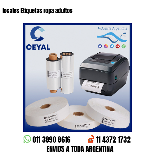 locales Etiquetas ropa adultos