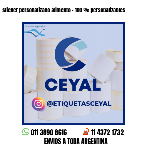 sticker personalizado alimento - 100 % persobalizables