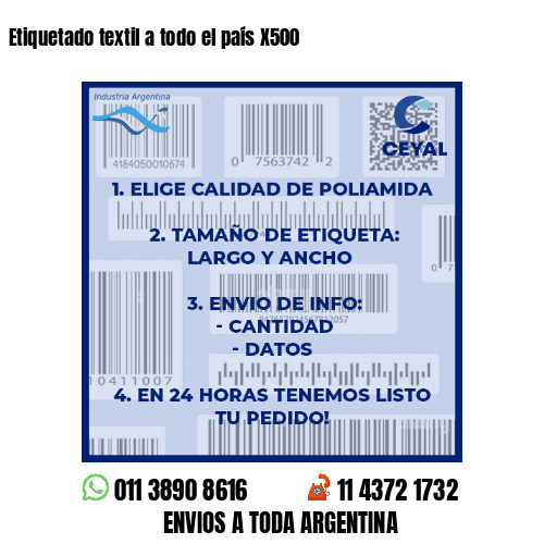 Etiquetado textil a todo el país X500