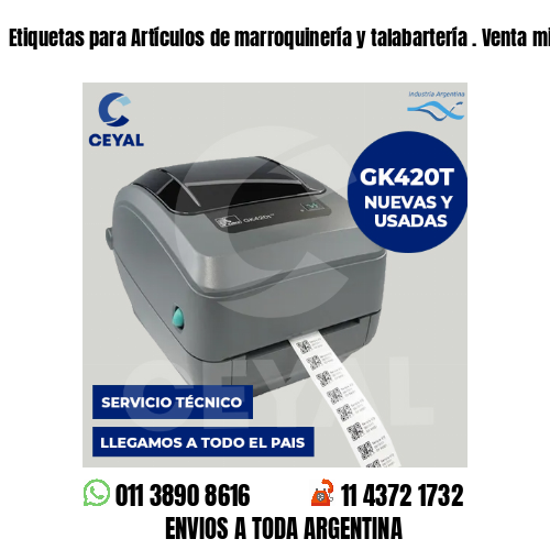 Etiquetas para Artículos de marroquinería y talabartería . Venta minorista